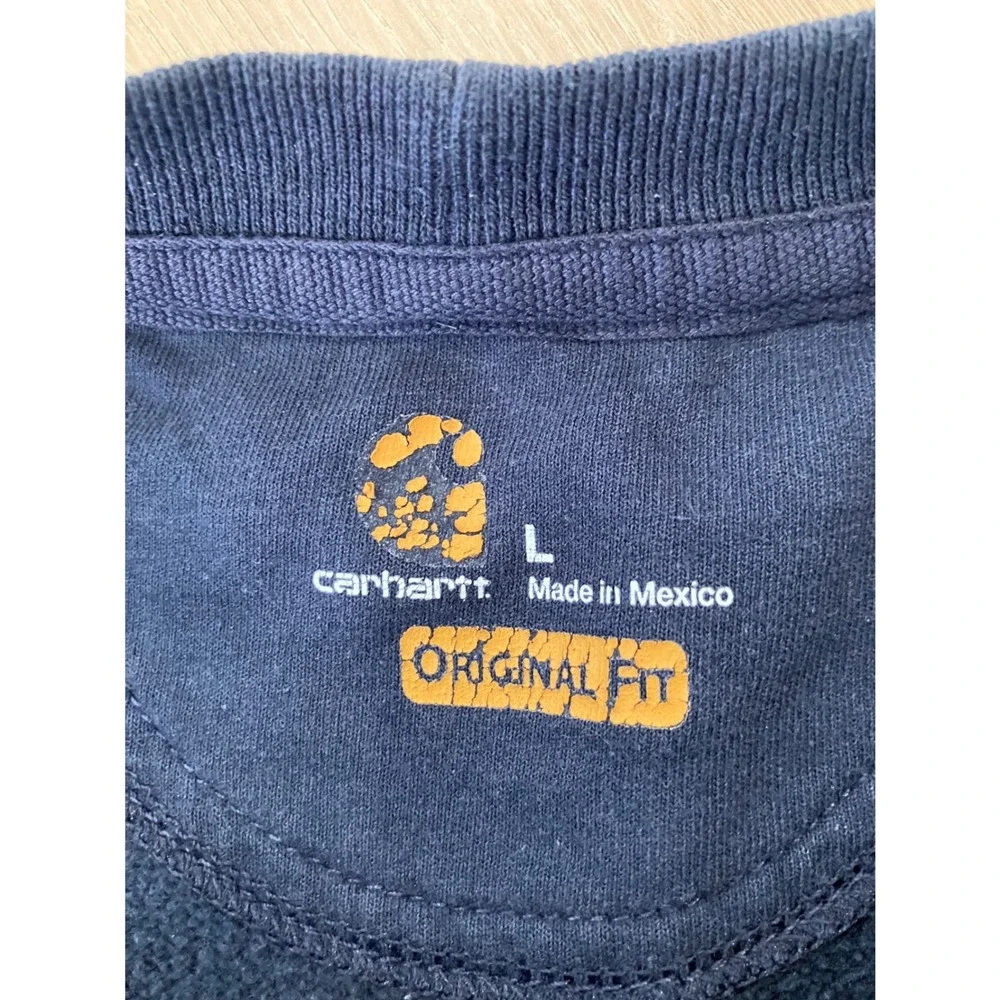 Carhartt Mens Navy Blue Original Fit Crewneck Sweatshirt Size L - Picture 3 of 6
